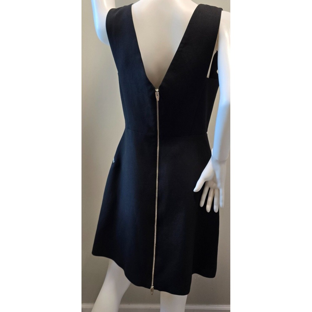 Womens Black V-Neck Lace Inset Mini Dress Full Back Zip Sleeveless Fit &‎ Flare